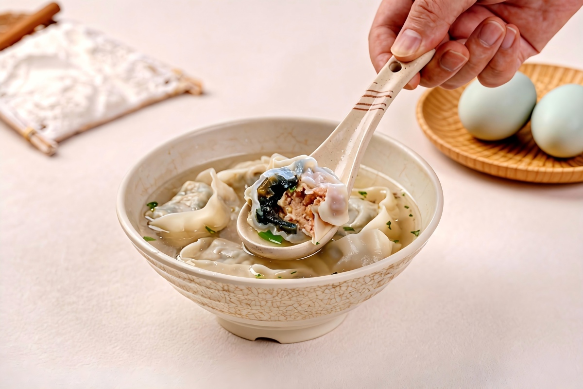 Wonton Grande con Huevo centenario y Cerdo (10Uds)