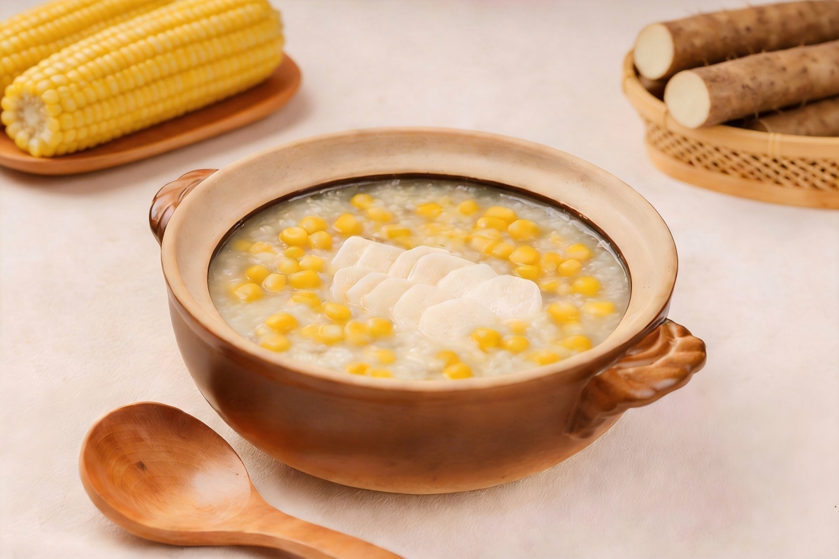 Gachas de Arroz con Ñame y Maíz